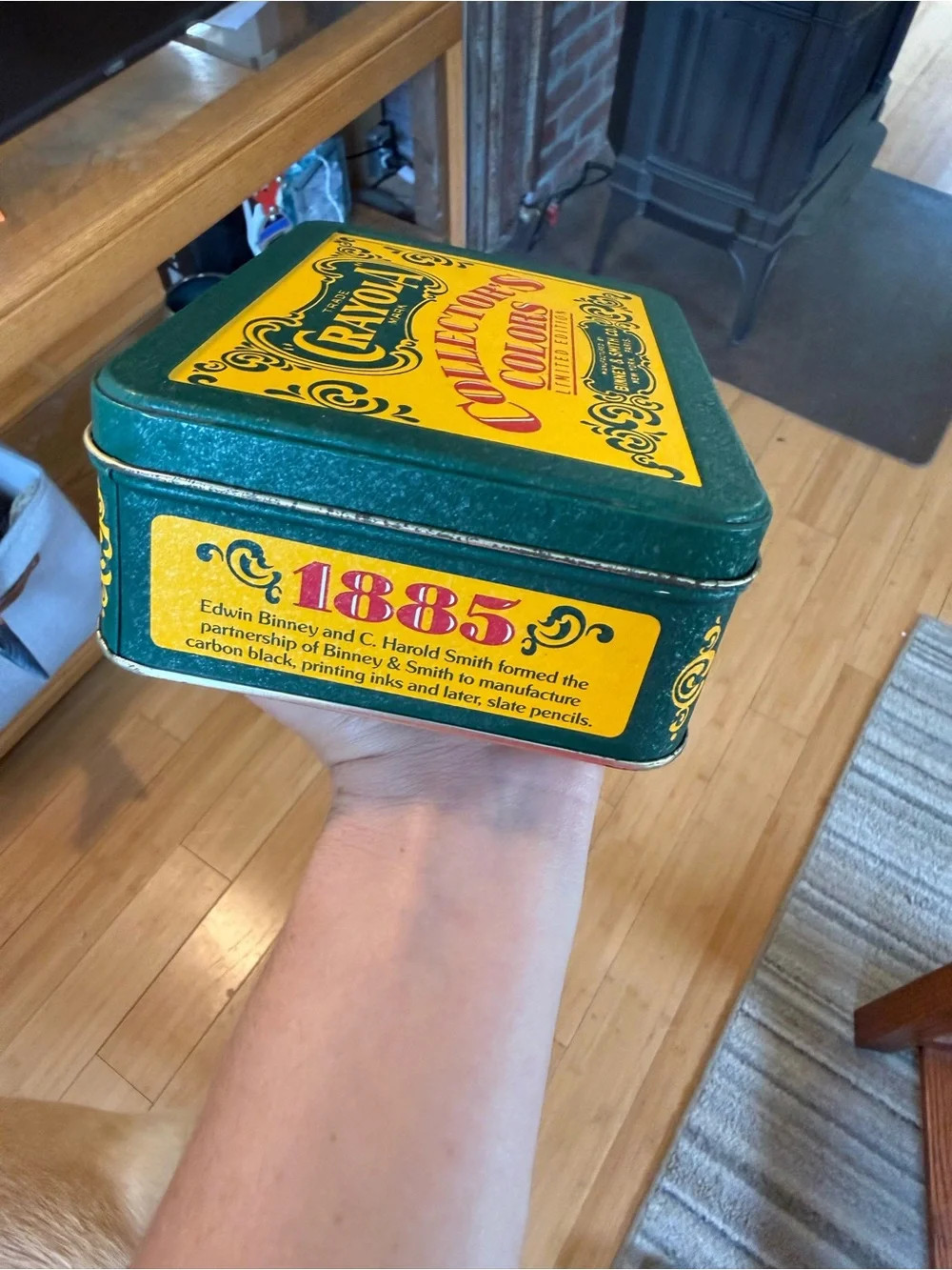 Vintage Crayola Collector's Colors Limited Edition Tin - Green & Yellow